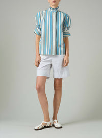Vita Blouse - Lagoon & White - Capri Stripes
