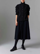 Front view of Vita Black Blouse - Tirolean Cord by Thierry Colson