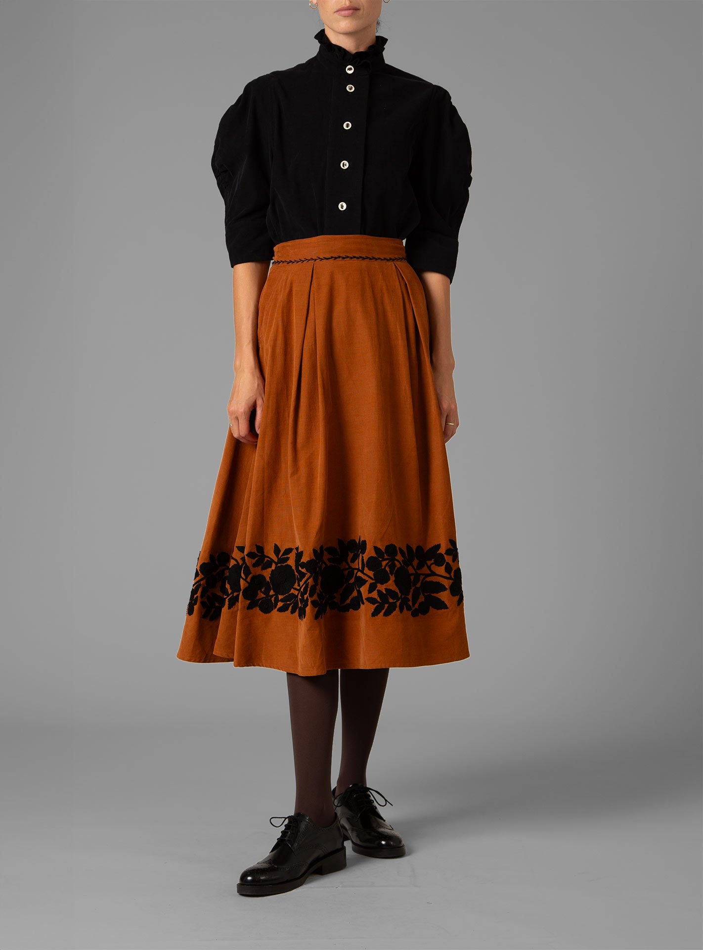 Vita Black Blouse - Tirolean Cord by Thierry Colson