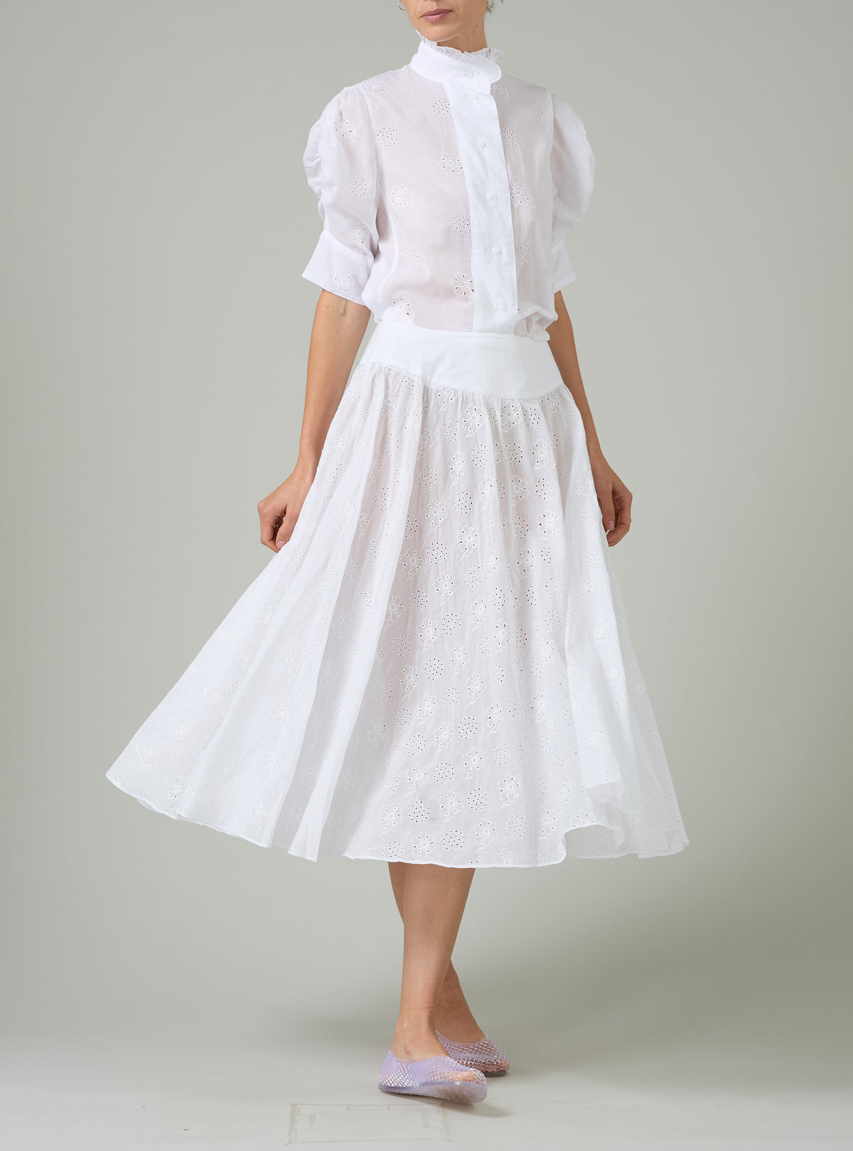 Pamela Skirt - Off White - Floral Eyelet