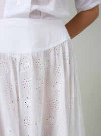 Pamela Skirt - Off White - Floral Eyelet