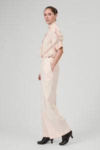 Vita Short Sleeves Shirt - Peony Pink - Embroidered Corduroy