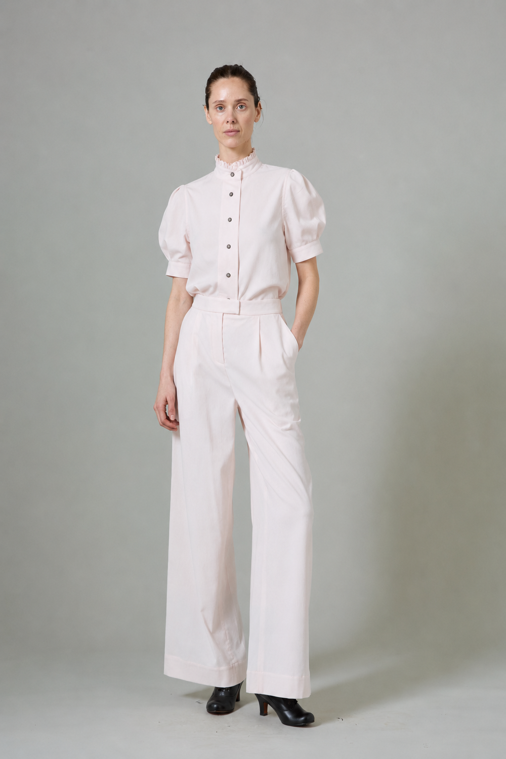 Vita Short Sleeves Shirt - Peony Pink - Plain Corduroy