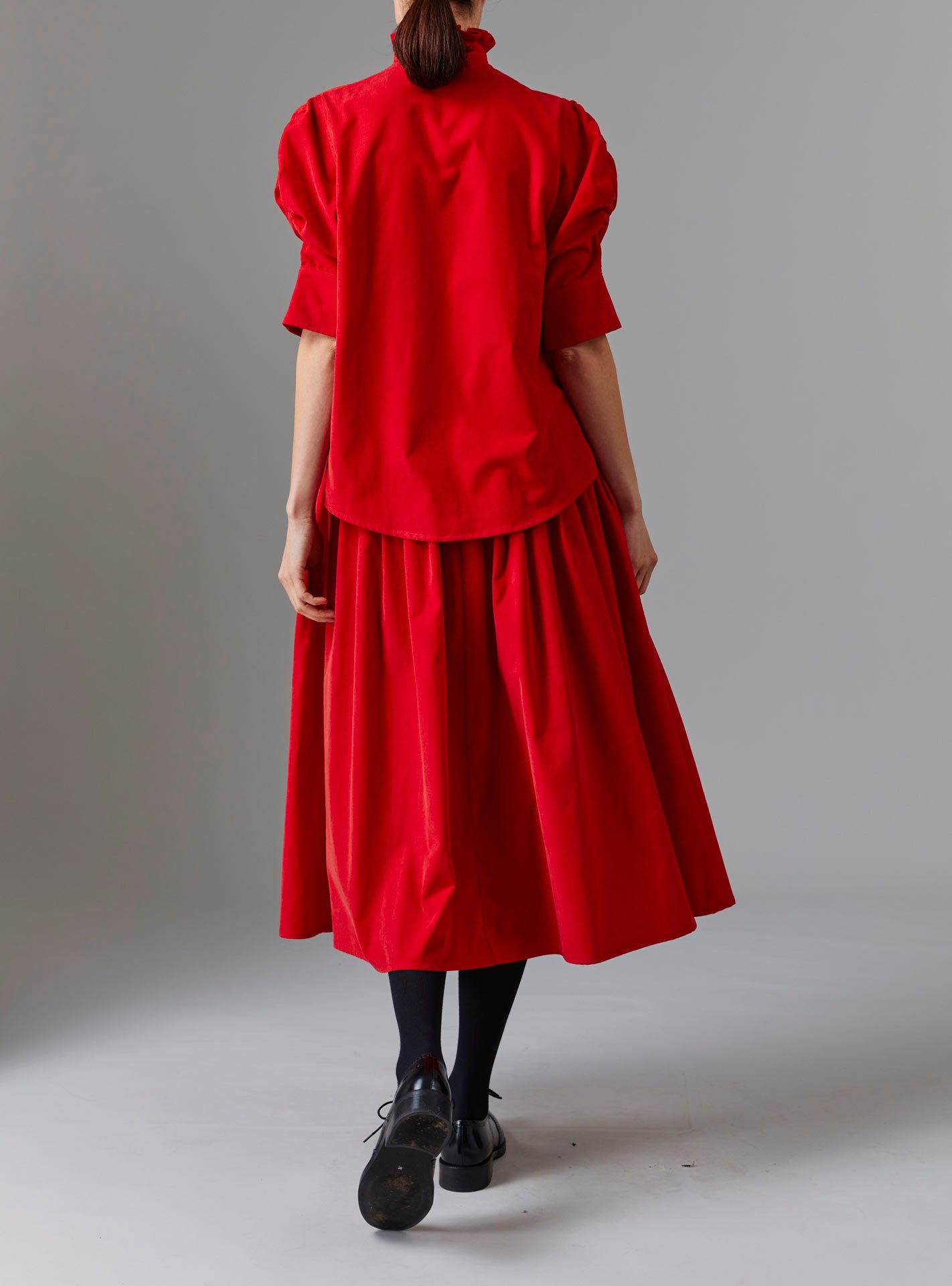 Large Back view of Vita Red Blouse - Tirolean Cord by Thierry Colson