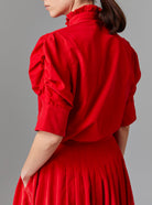 Back view of Vita Red Blouse - Tirolean Cord by Thierry Colson