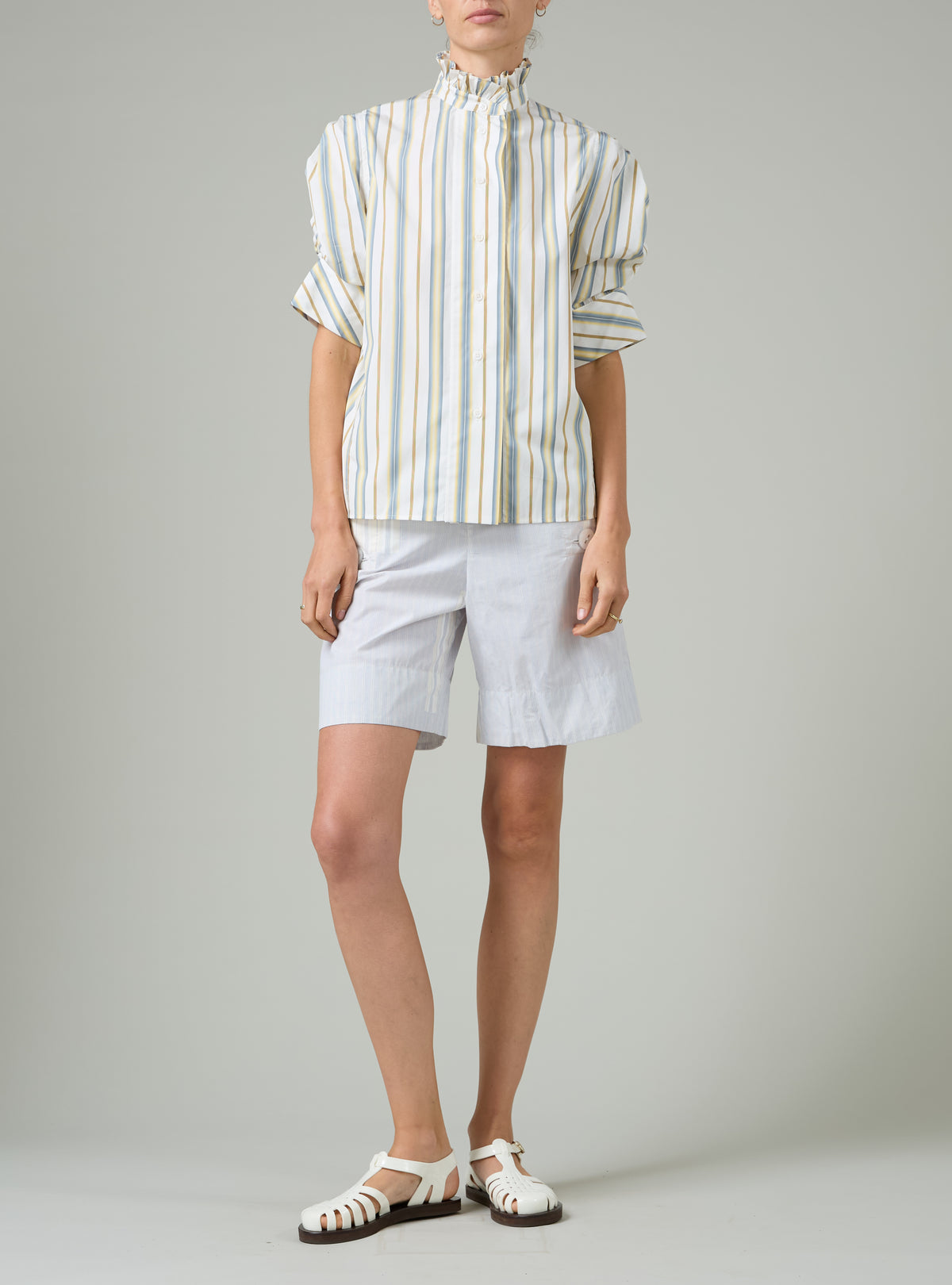 Vita Blouse - Yellow & Grey - Capri Stripes