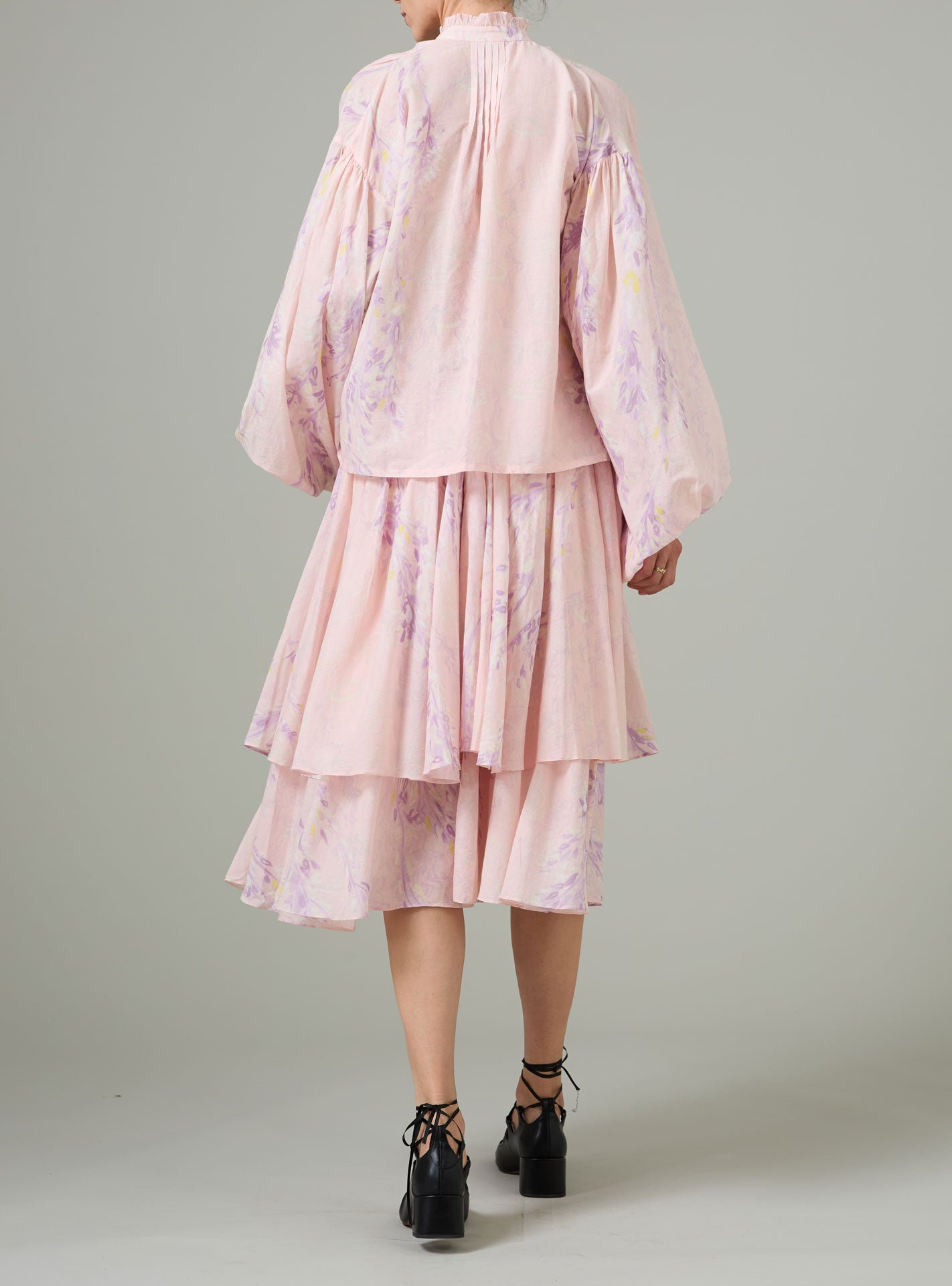 Slava Blouse - Weeping Willow Print Voile - Pink & Wisteria