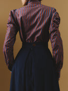 Back view of Wind County Brown Blue Stripes Blouse by Thierry Colson 