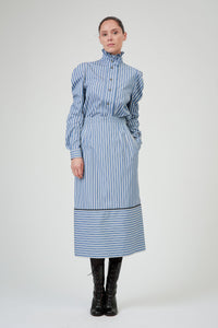 Wind Long Sleeves Shirt - Grey & White - Ascot Stripes