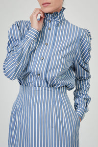 Wind Long Sleeves Shirt - Grey & White - Ascot Stripes