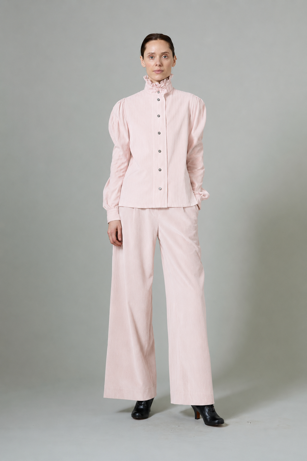 Wind Long Sleeves Shirt - Peony Pink - Plain Corduroy