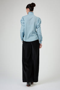 Wind Long Sleeves Shirt - Stone Blue - Chiffon Fileté