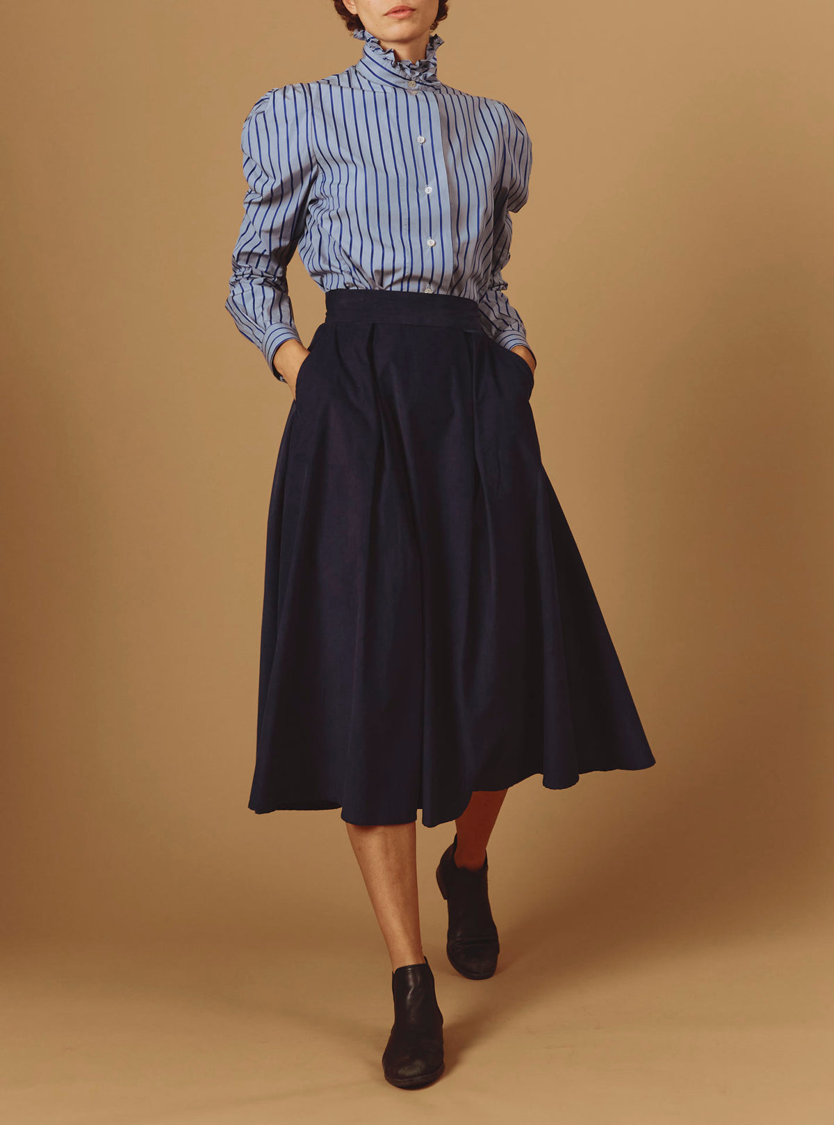 Wind Blouse - County - Grey Navy Stripes