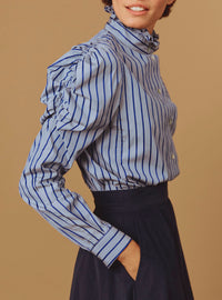 Wind Blouse - County - Grey Navy Stripes