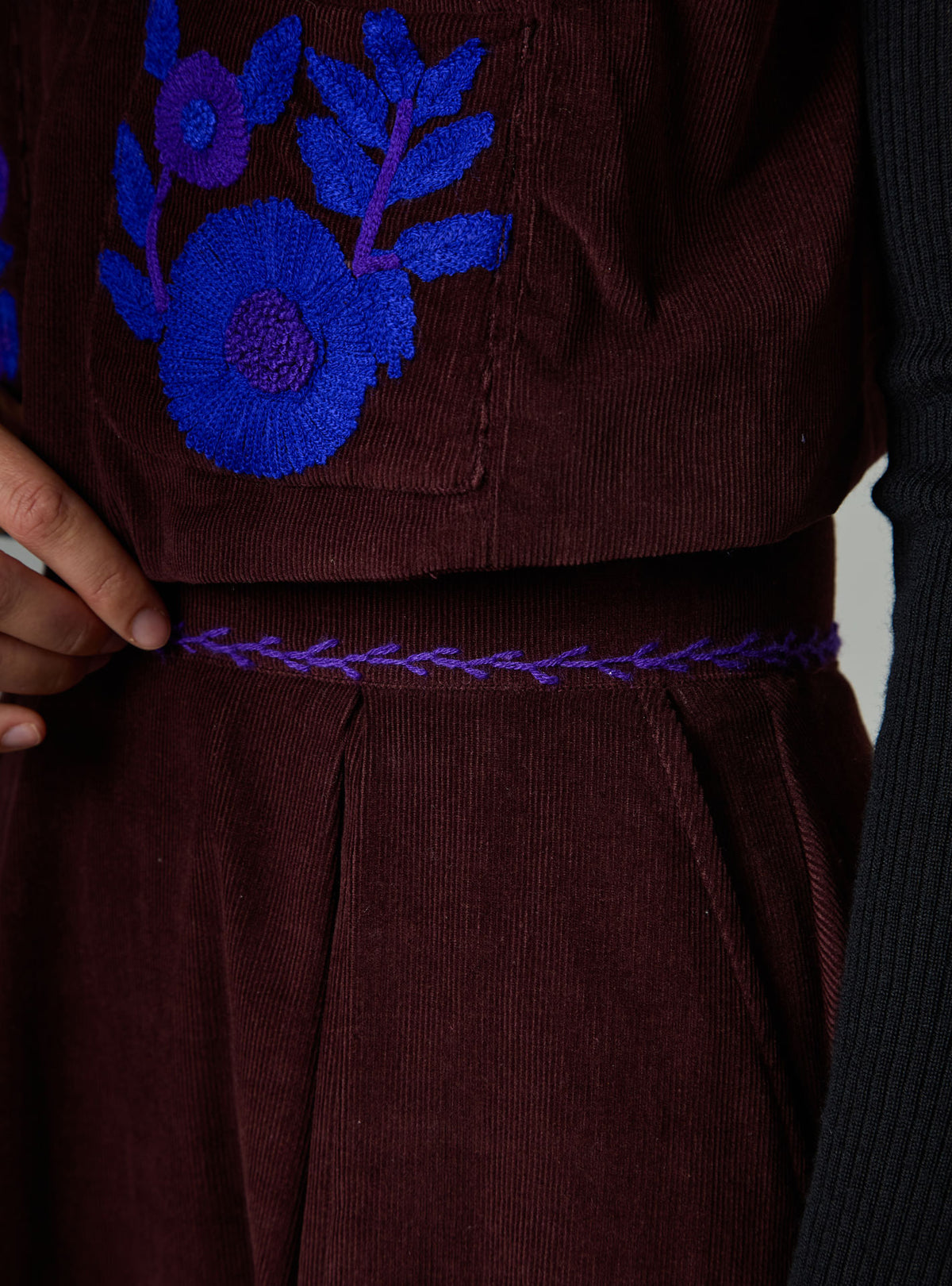 Wynona Skirt - Balkanic Embroidery - Chocolate / Cobalt & Purple