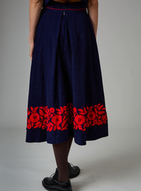 Wynona Skirt - Balkanic Embroidery -Navy & red