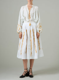 Zazou skirt - Mimosa Embroidery - Cabbage / Gingerbread