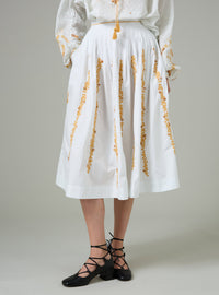 Zazou skirt - Mimosa Embroidery - Cabbage / Gingerbread