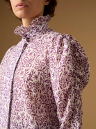 Detail view of Wind Magic Purple Blouse - Paper Cut Print by Thierry Colson 