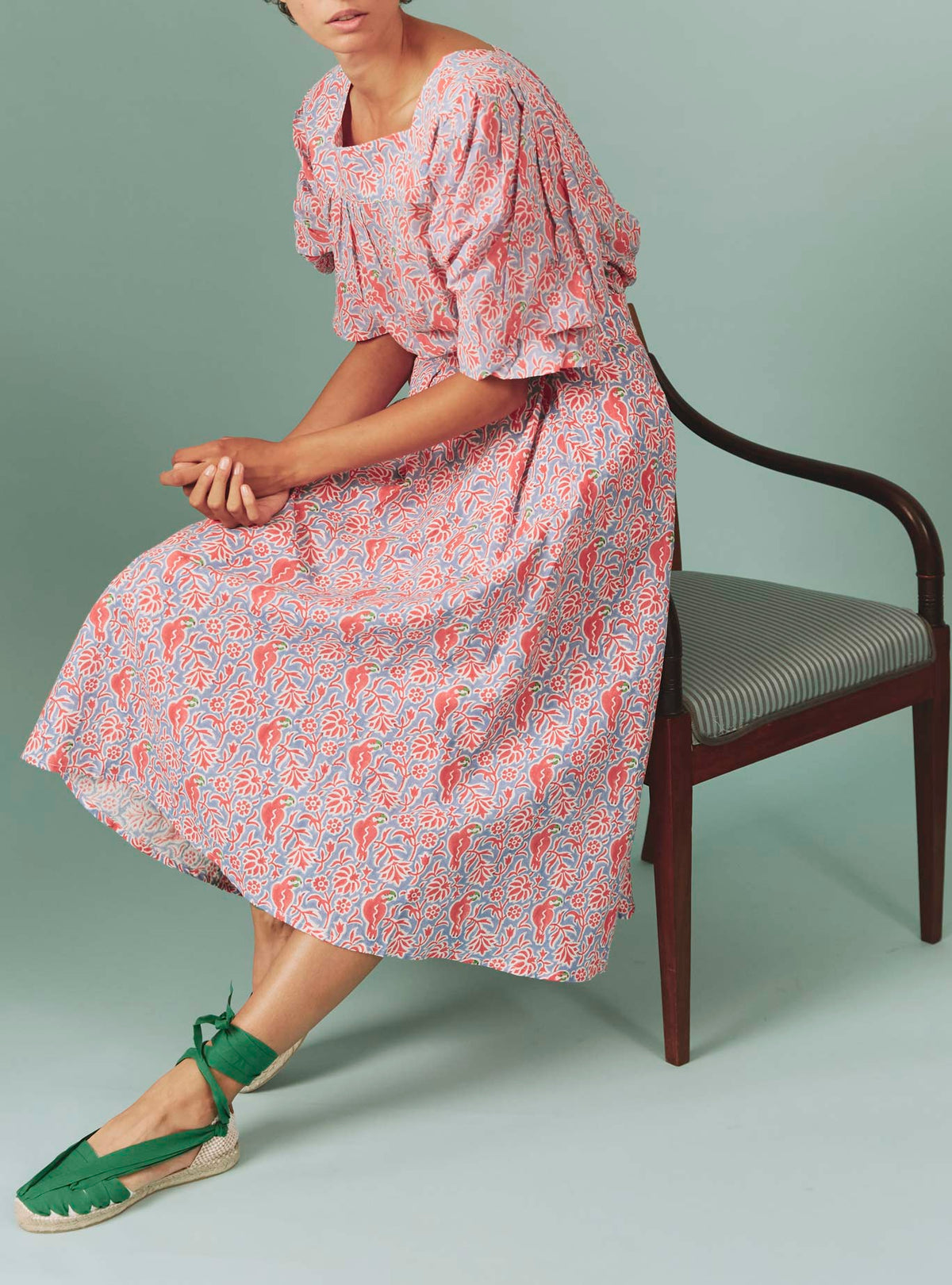 Wynona Skirt - Parrot Print - Blue Grey / Watermelon