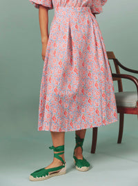 Wynona Skirt - Parrot Print - Blue Grey / Watermelon