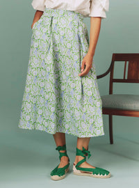 Wynona Skirt - Parrot Print - Green / Blue Grey
