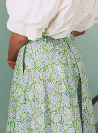 Wynona Skirt - Parrot Print - Green / Blue Grey