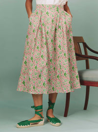 Wynona Skirt - Parrot Print - Tyrian Pink / Green