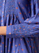 detailed view of the sleeve - Yvana Blue dress by Thierry Colson - Pre Spring 2024
