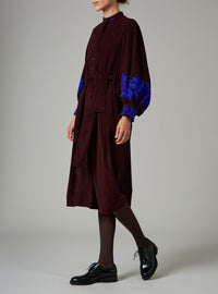 Yvonne midi dress -Balkanic embroidery -Chocolate /cobalt & purple