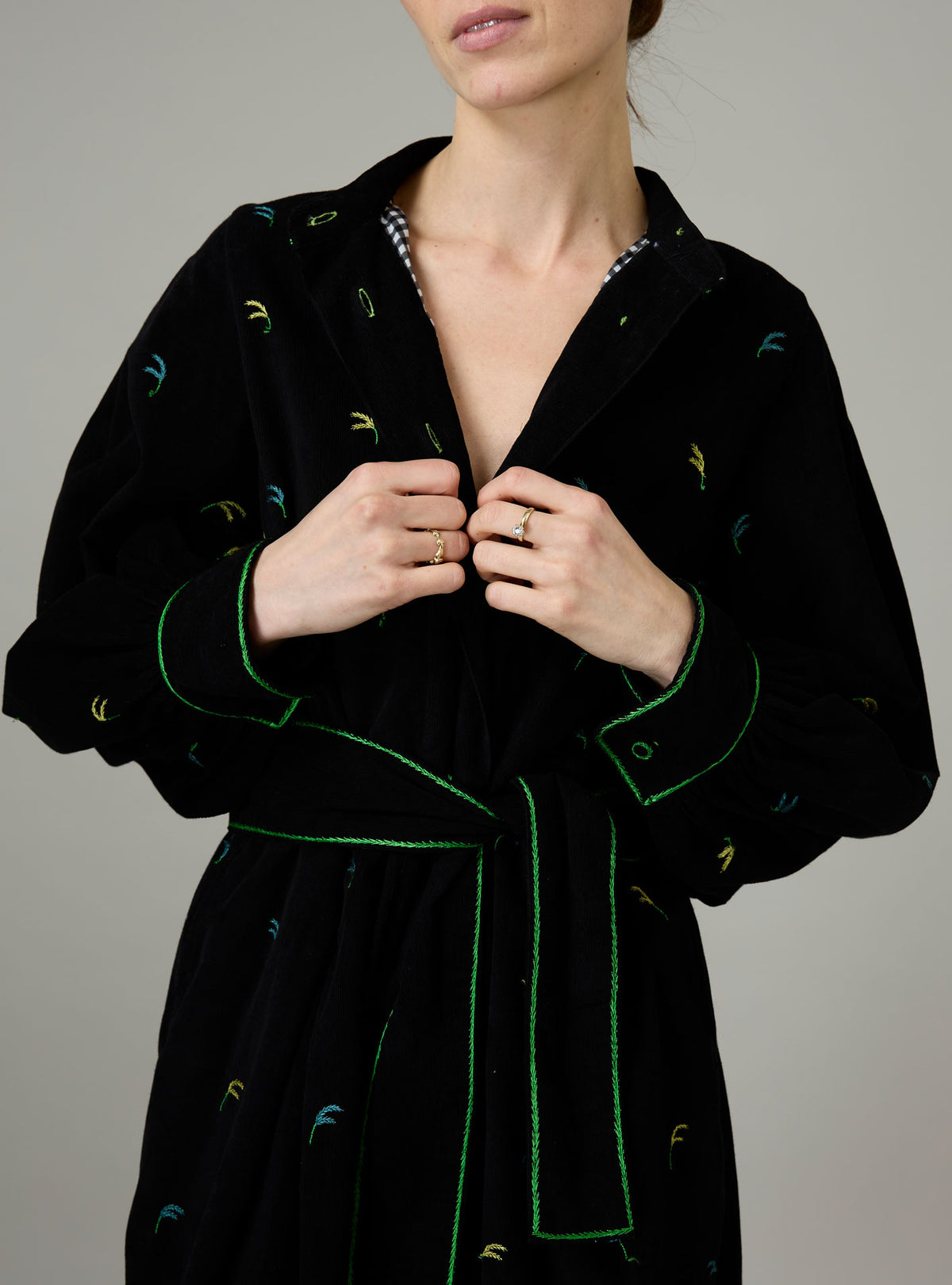 Yvonne Midi Dress - Pavilion Embroidery - Black