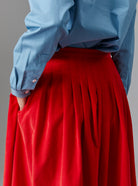 Detail of Zazou Red skirt - Tirolean Cord by Thierry Colson