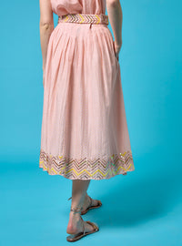 Zouzou Skirt - Glitter Zig-zag Embroidery - Pink