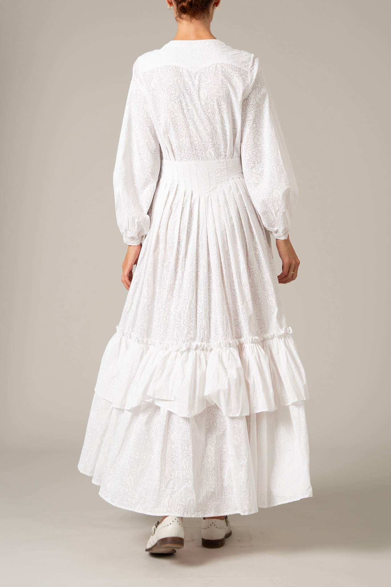 Zorah White Parrot Print Dress by Thierry Colson