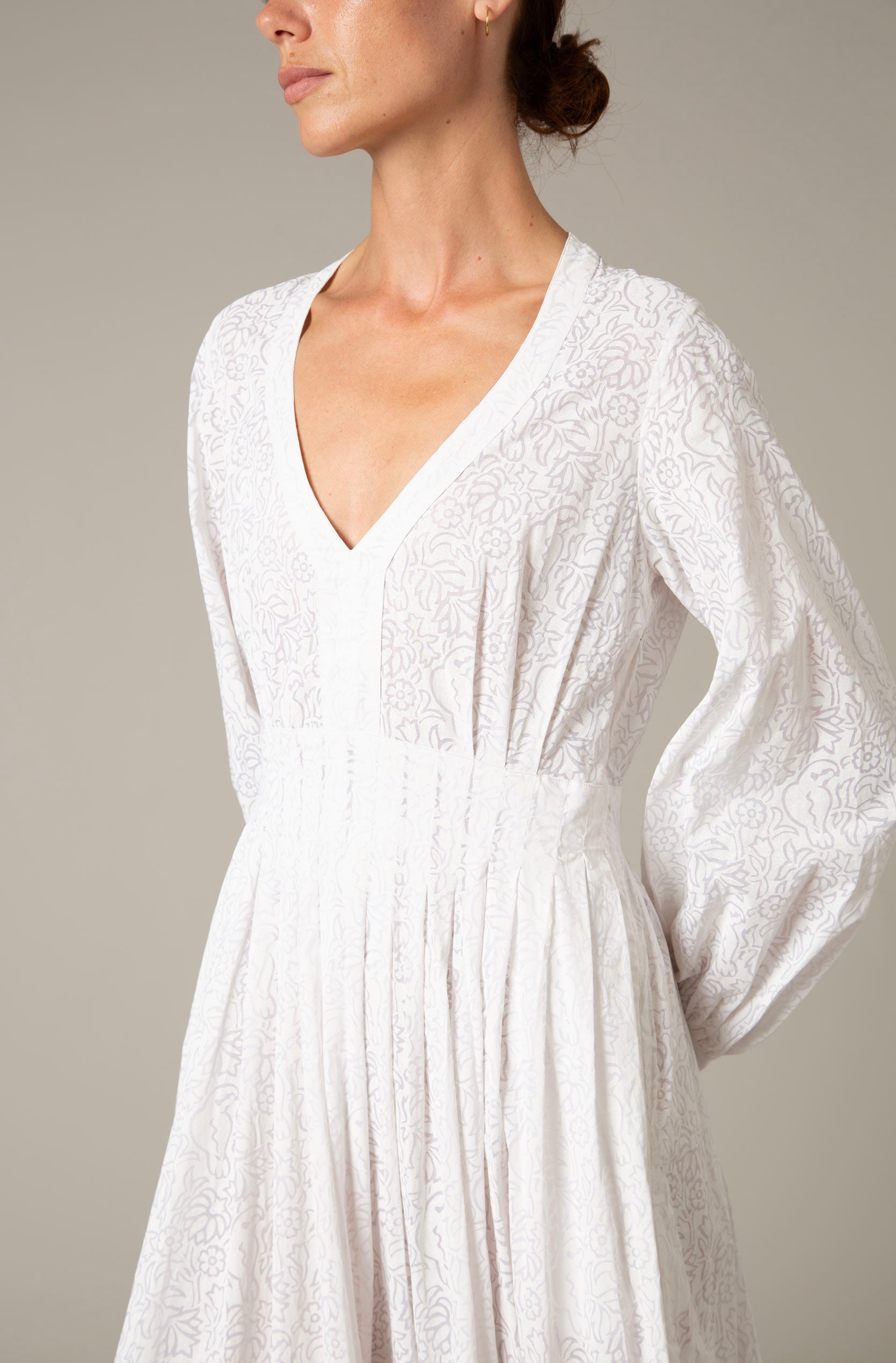 Zorah White Parrot Print Dress by Thierry Colson