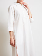 Close up - Iconic Angelica White Shirt knee Dress by Thierry Colson