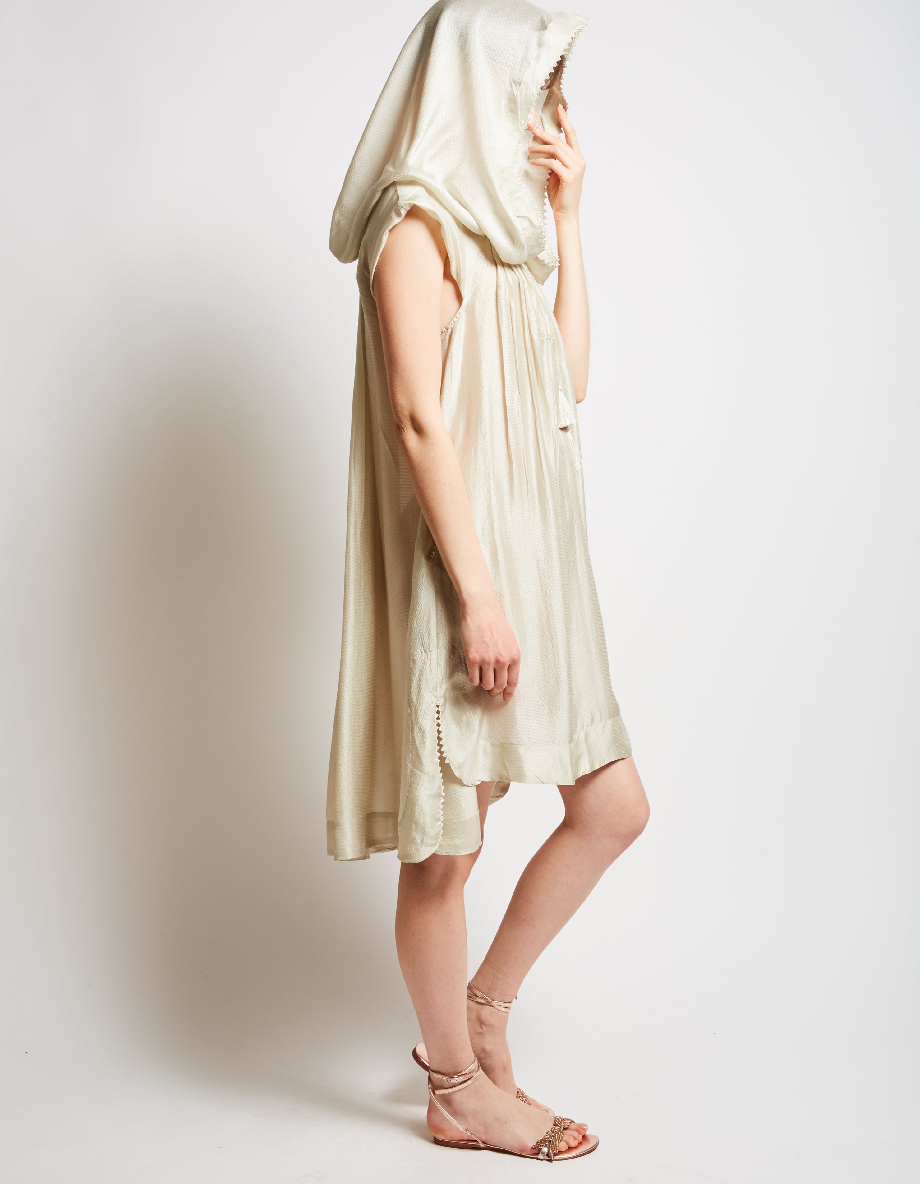 Side view Eros Linden Silk Kaftan by Thierry Colson