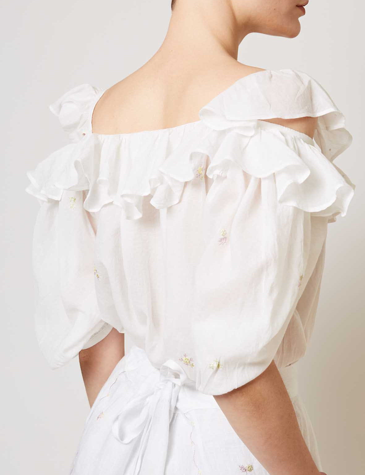 Back view of Venus boudoir white blouse by Thierry Colson 