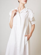Close up Top  of Venetia Plain Poplin White Dress by Thierry Colson