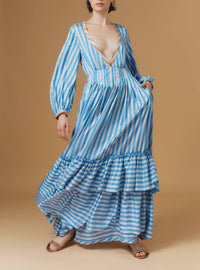 Zadig Long Dress - Bouboulina Stripes - Sapphire / Brandy