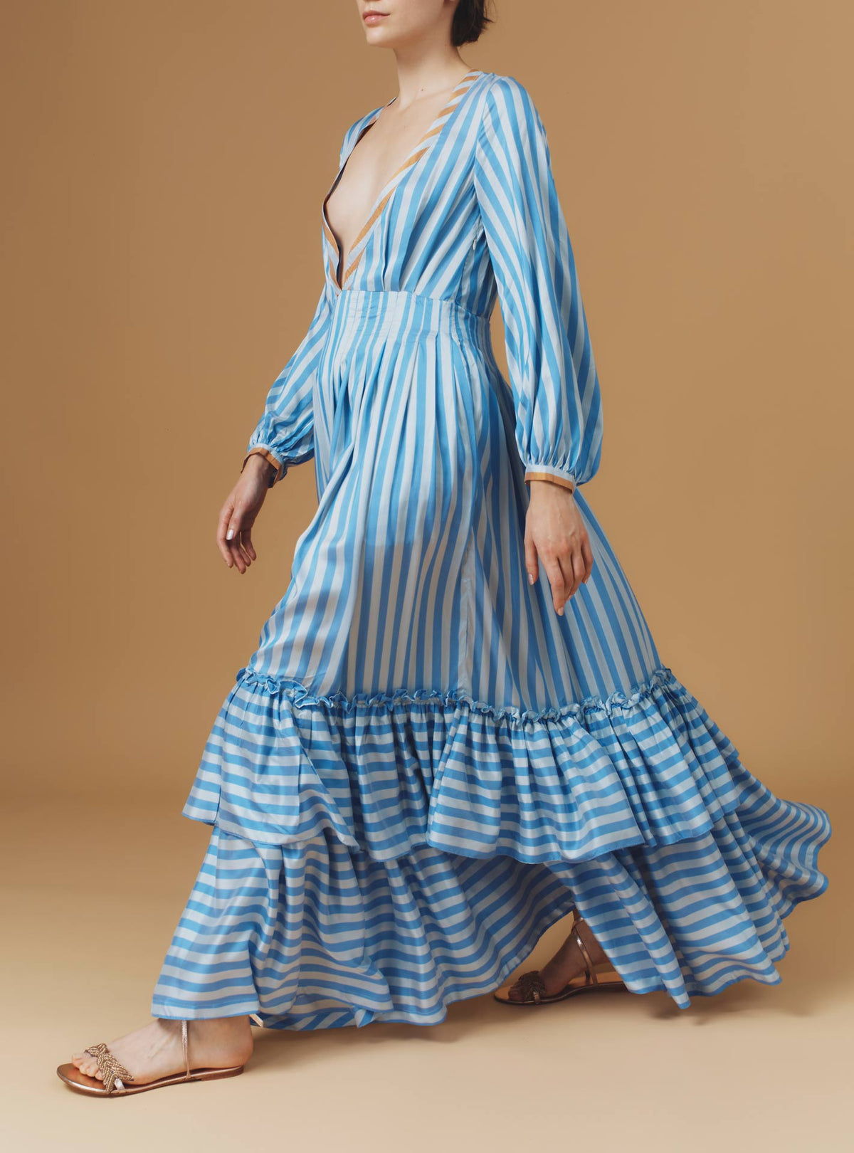 Zadig Long Dress - Bouboulina Stripes - Sapphire / Brandy