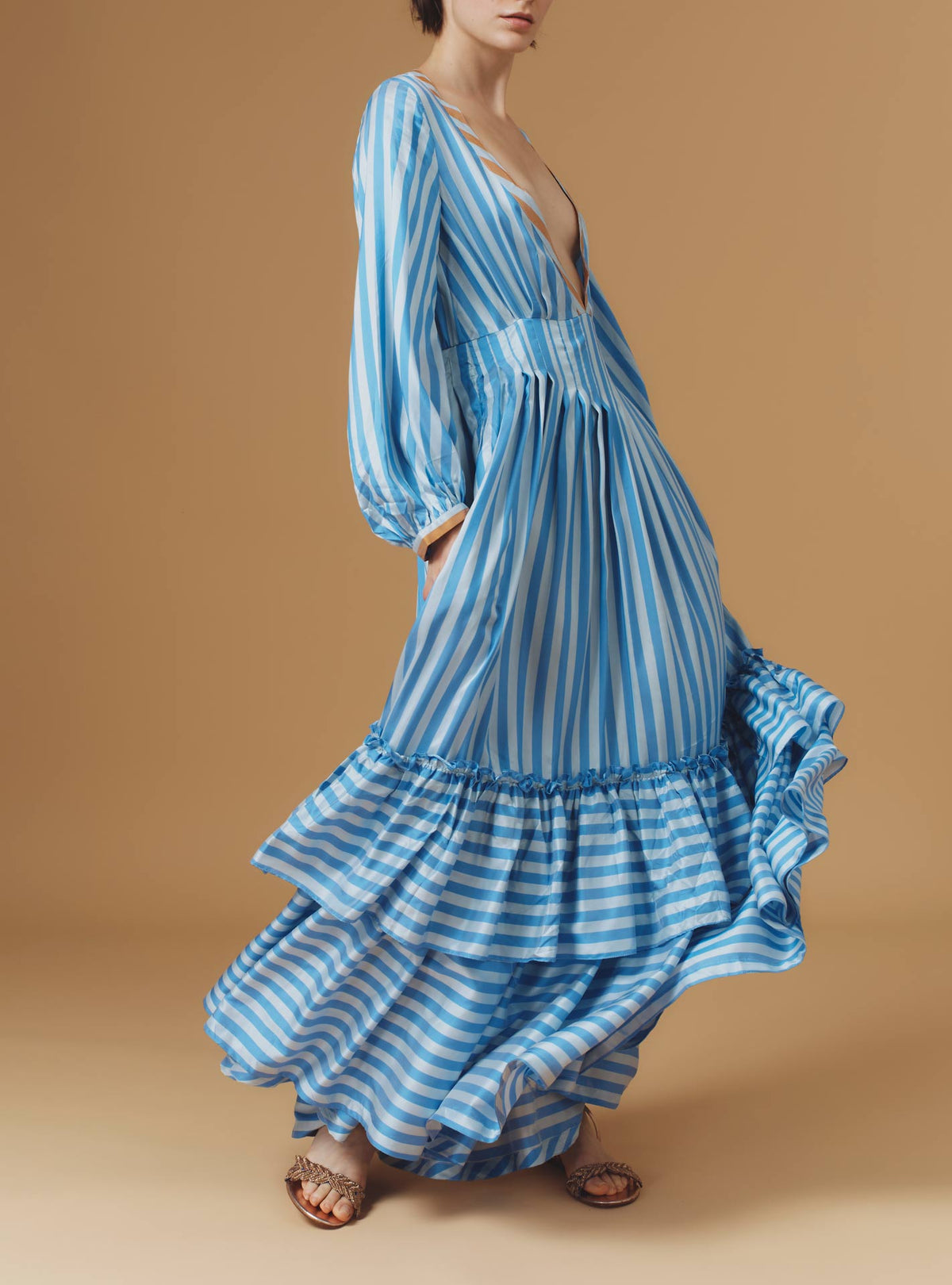 Zadig Long Dress - Bouboulina Stripes - Sapphire / Brandy