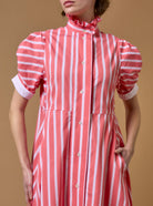 Front close up - Venetia Coral Dress - Downing Poplin - Thierry Colson
