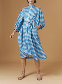Yvonne Calf Dress - Bouboulina Stripes - Sapphire