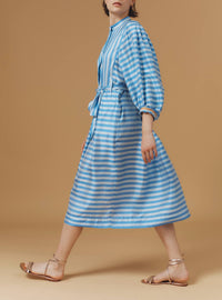 Yvonne Calf Dress - Bouboulina Stripes - Sapphire