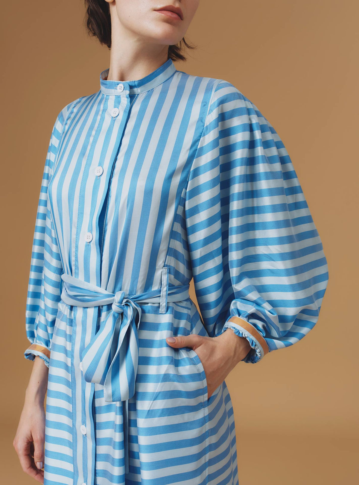 Yvonne Calf Dress - Bouboulina Stripes - Sapphire