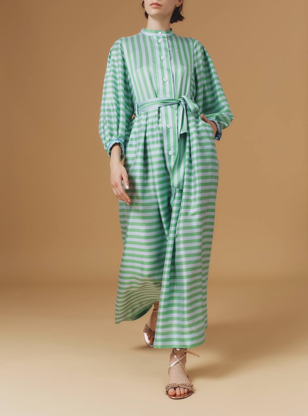Yvonne Long Dress - Bouboulina Stripes - Emerald