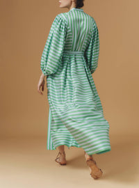 Yvonne Long Dress - Bouboulina Stripes - Emerald