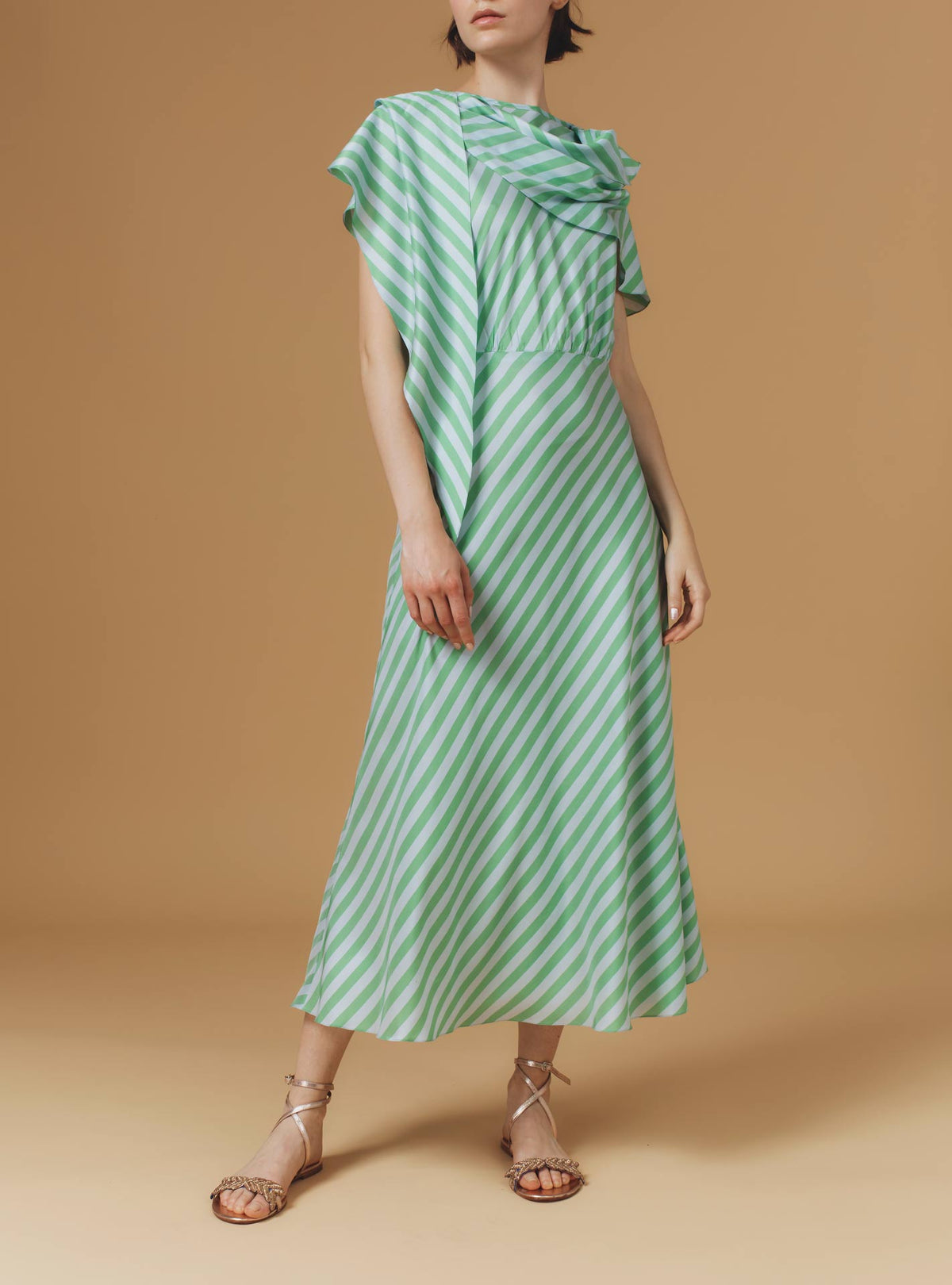 Whitney Midi Dress - Bouboulina Stripes - Emerald