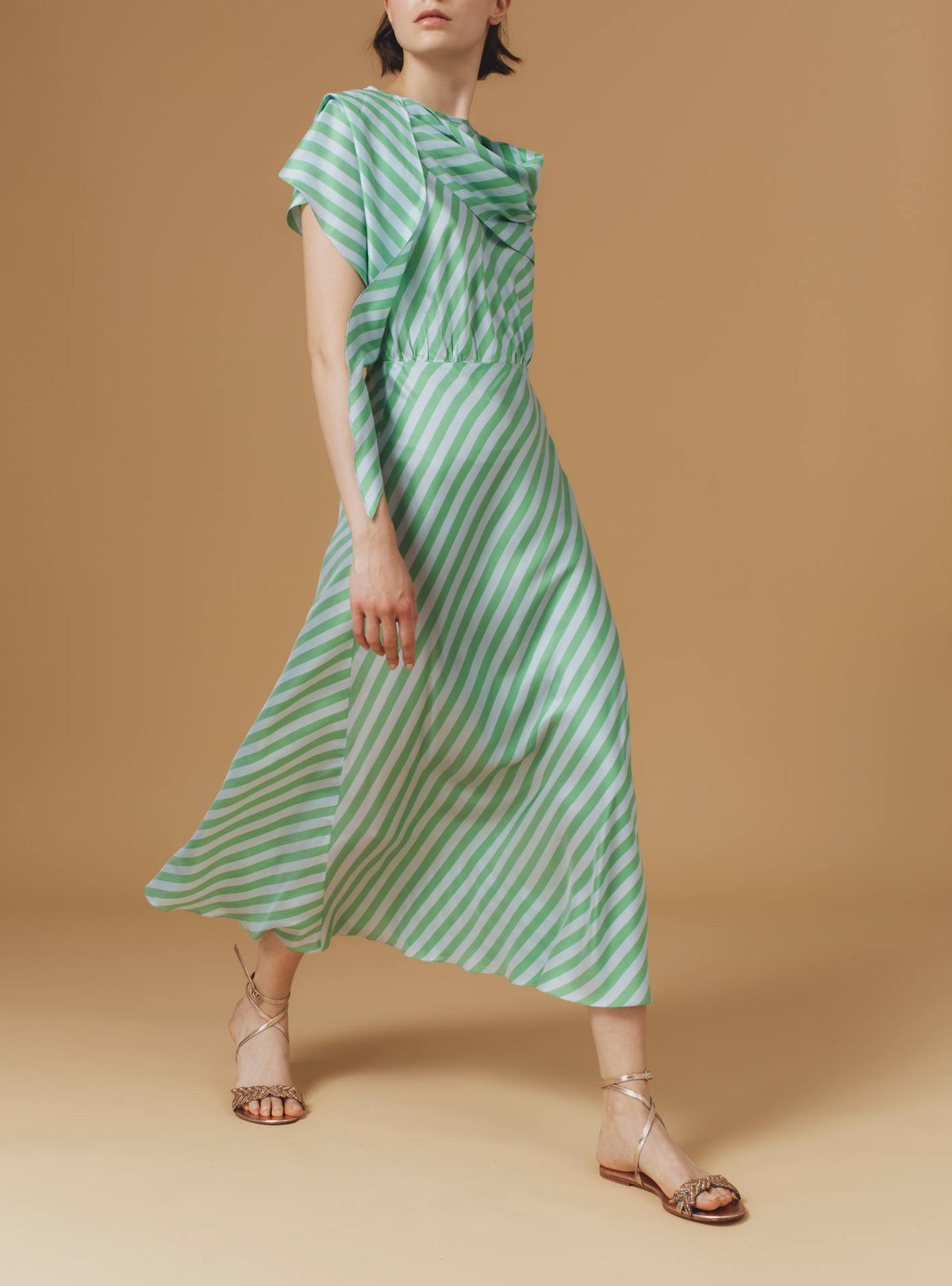 Whitney Midi Dress - Bouboulina Stripes - Emerald